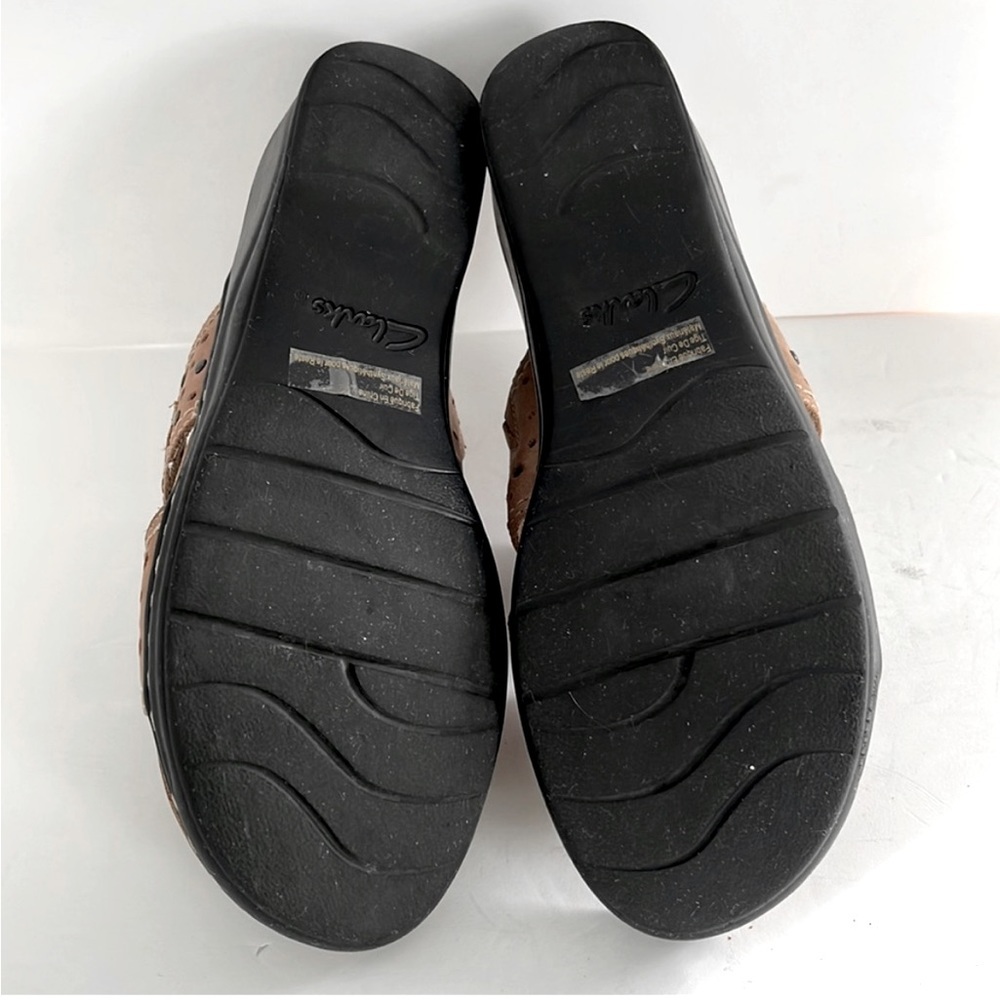 CLARKS Bendable’s Women Leather Slides Sandals Slip On Shoes Size 9.5 Medium - Picture 4 of 4